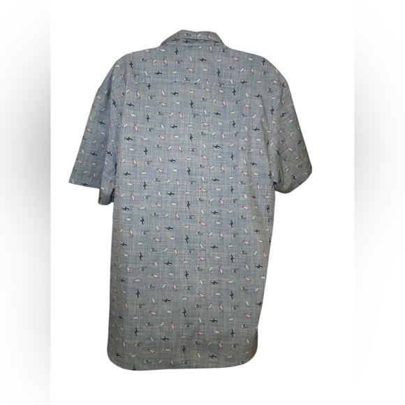 Con.Struct Men’s Slim Fit Shark Print Button Down Shirt Blue XXL - Picture 4 of 7